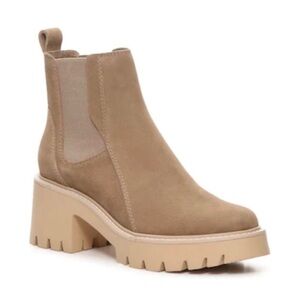 DOLCE VITA Women Leather Suede Lug Chunky Block Heel Platform Ankle Boots Size 9